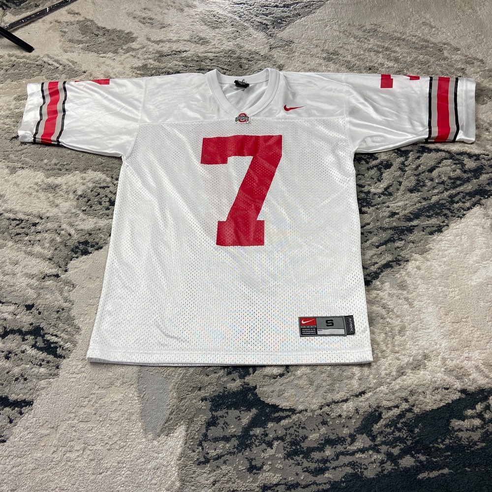 Vintage Y2K Ohio State Buckeyes Team Jersey Sz Small White #7 Nike Football NCAA